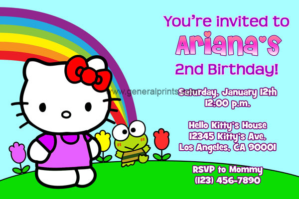 Personalized Hello Kitty Birthday Invitations
 Hello Kitty Invitations Custom Made and Personalized