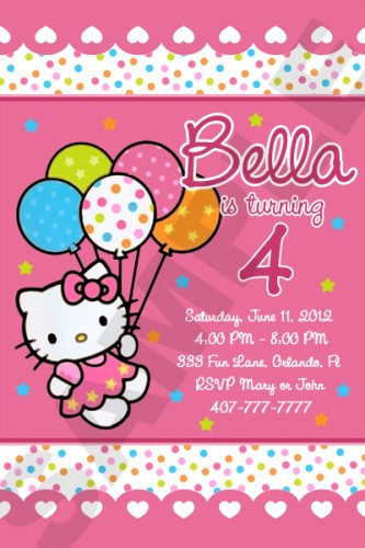 Personalized Hello Kitty Birthday Invitations
 HELLO KITTY BIRTHDAY PARTY INVITATION CUSTOM PHOTO