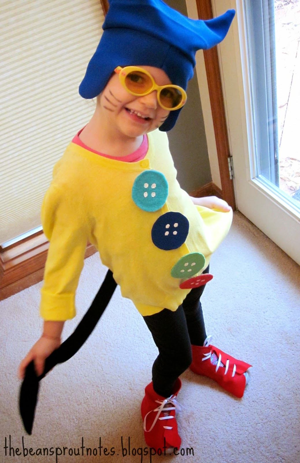 Pete The Cat Costume DIY
 The Bean Sprout Notes Pete the Cat Four Groovy Buttons