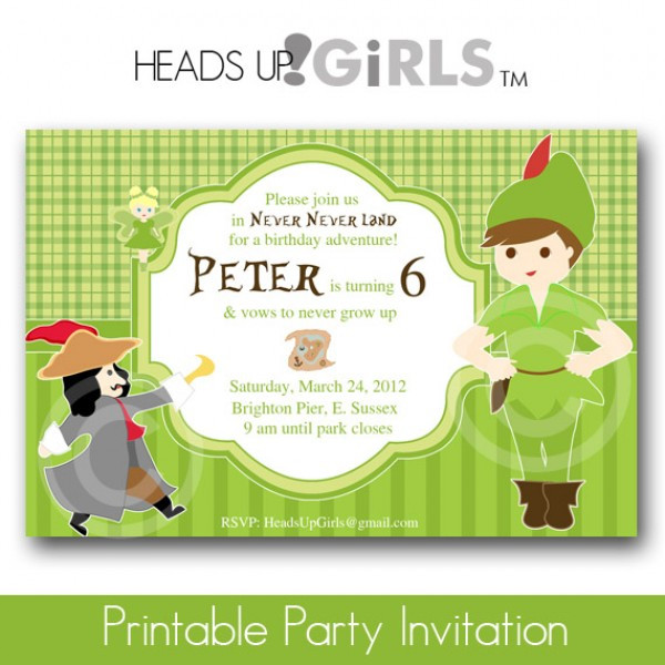 Peter Pan Birthday Invitations
 Peter pan birthday party invitations – FREE PRINTABLE