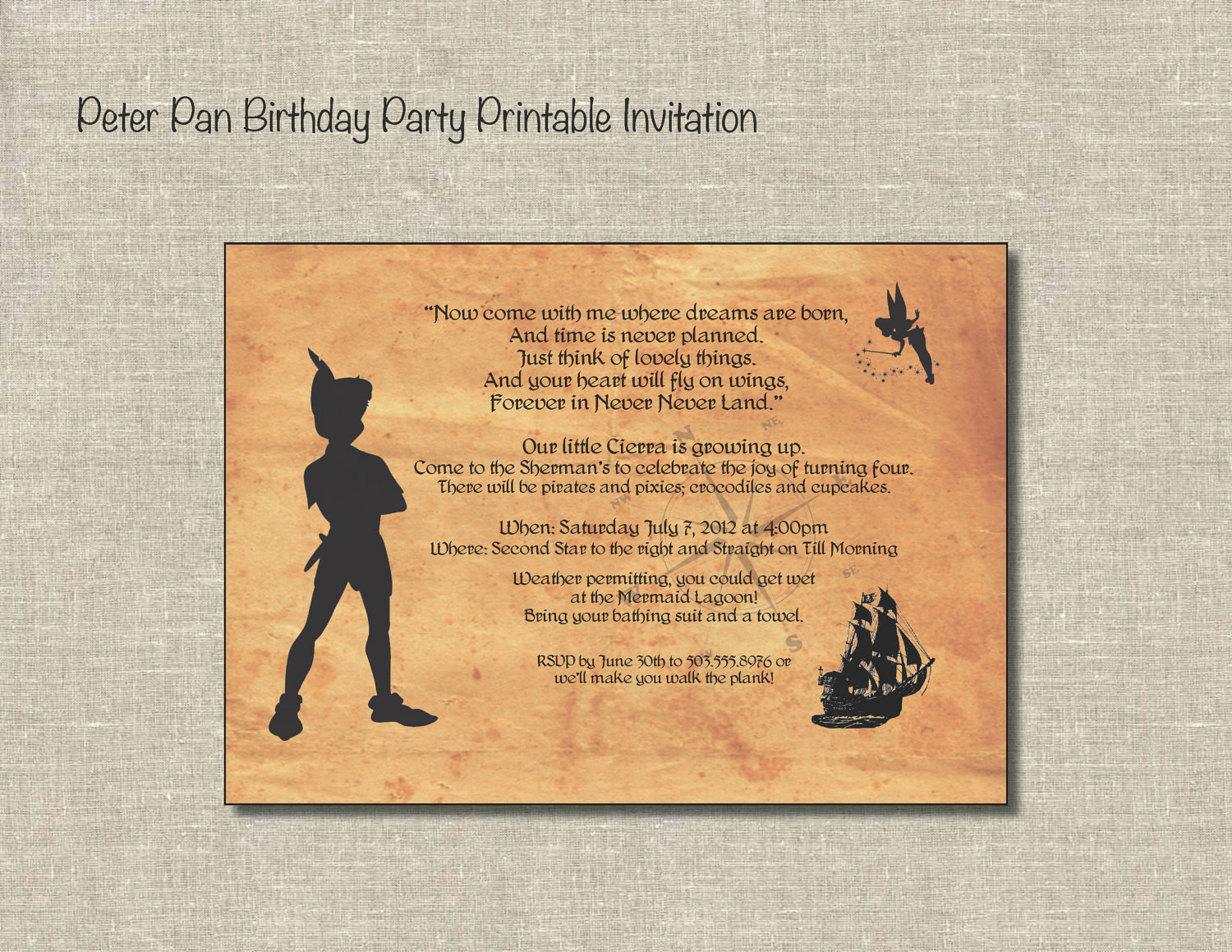 Peter Pan Birthday Invitations
 Unavailable Listing on Etsy