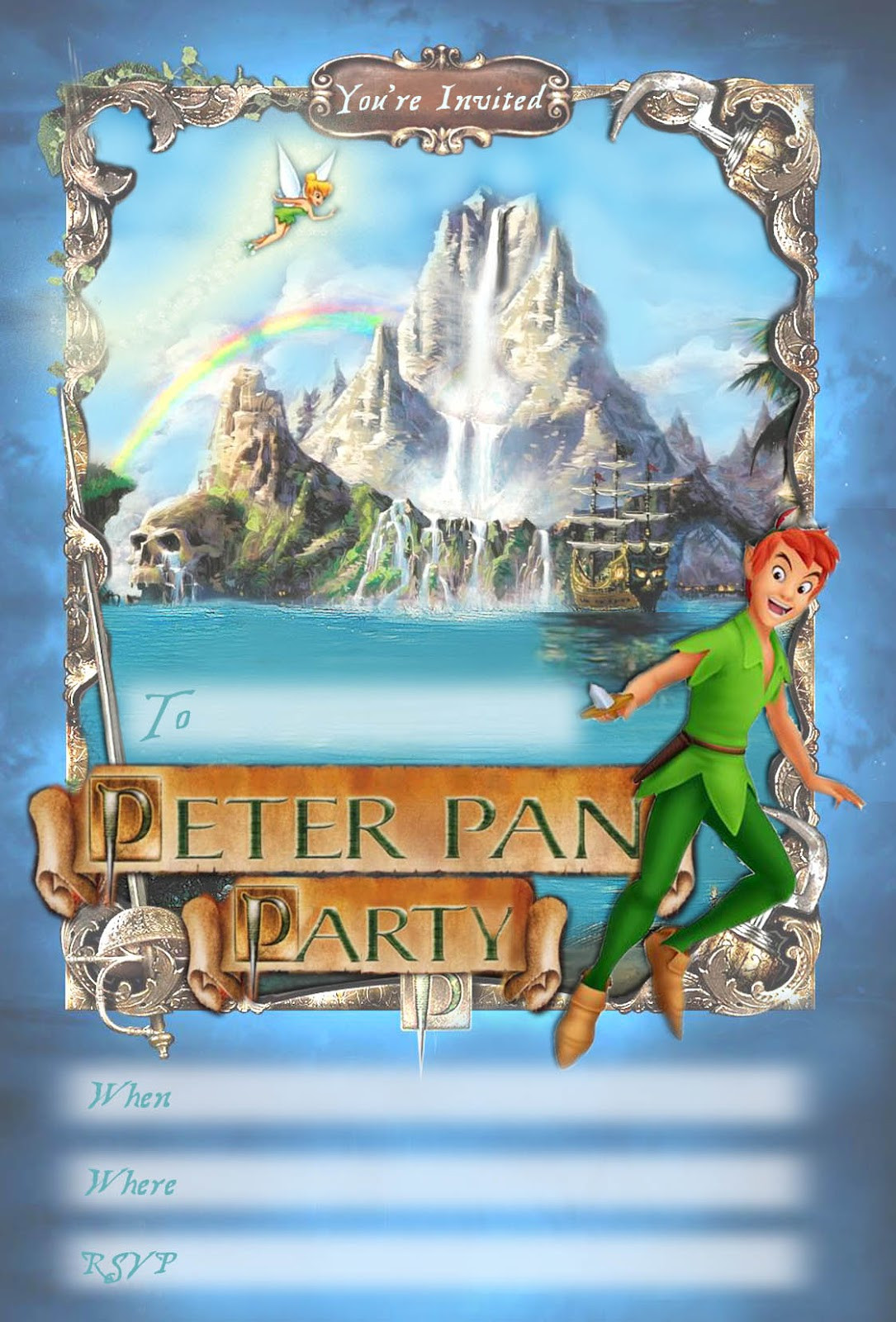 Peter Pan Birthday Invitations
 FREE Kids Party Invitations Peter Pan Printable Invitation