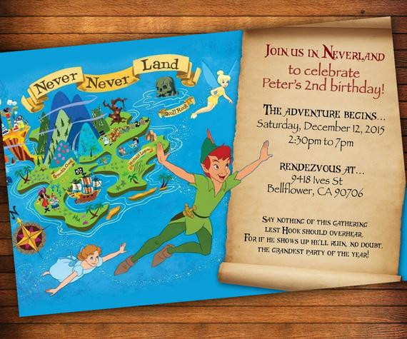 Peter Pan Birthday Invitations
 Peter Pan Invitation Neverland Map Invitation Peter by