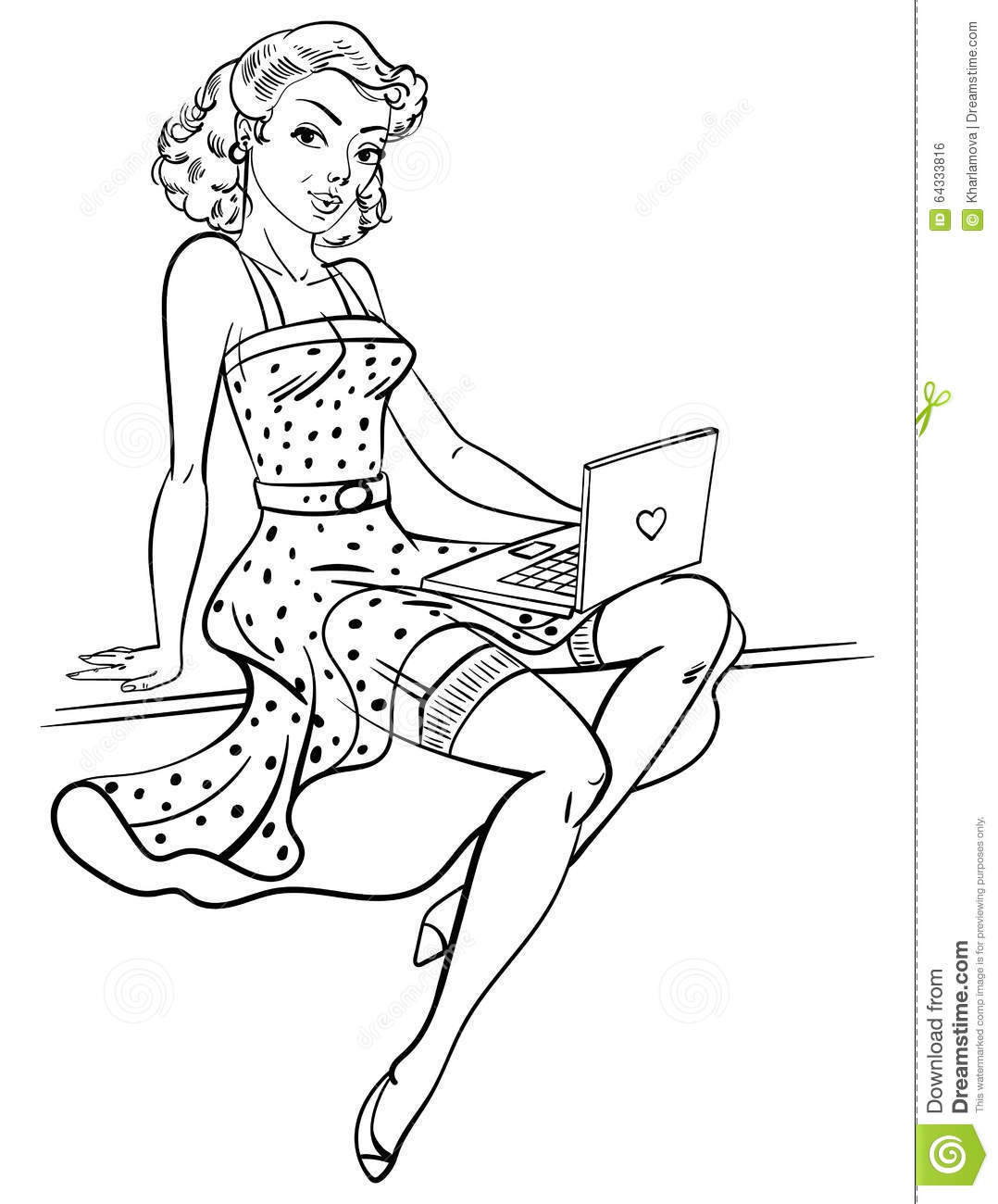 Pin Up Girls Coloring Book
 Pin up girl stock vector Illustration of attractive