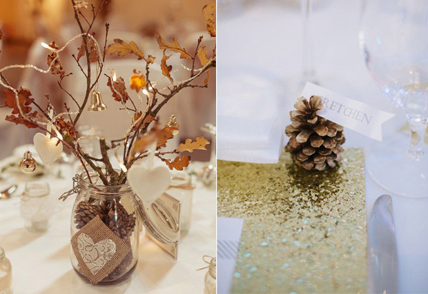 Pine Cone Wedding Decorations
 Wedding Decor Ideas for Autumn & Winter Weddings