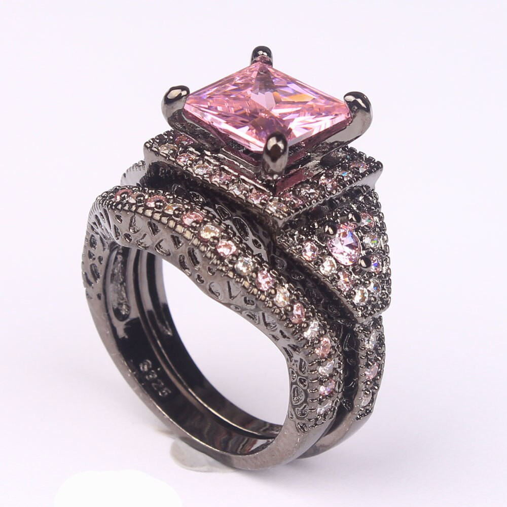 Pink And Black Wedding Ring Sets
 Aliexpress Buy cubic zircon rings for women