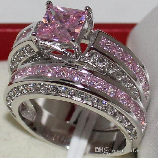Pink And Black Wedding Ring Sets
 2019 Eternity Lady S 925 Sterling Silver Square Simulated