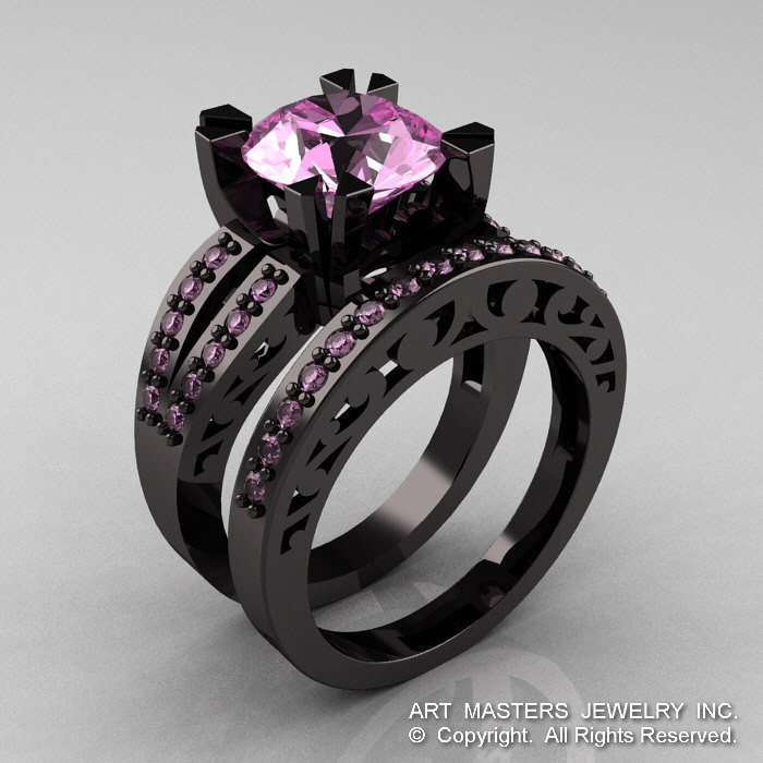 Pink And Black Wedding Ring Sets
 ClassicEngagementRing Blog Modern Vintage 14K Black