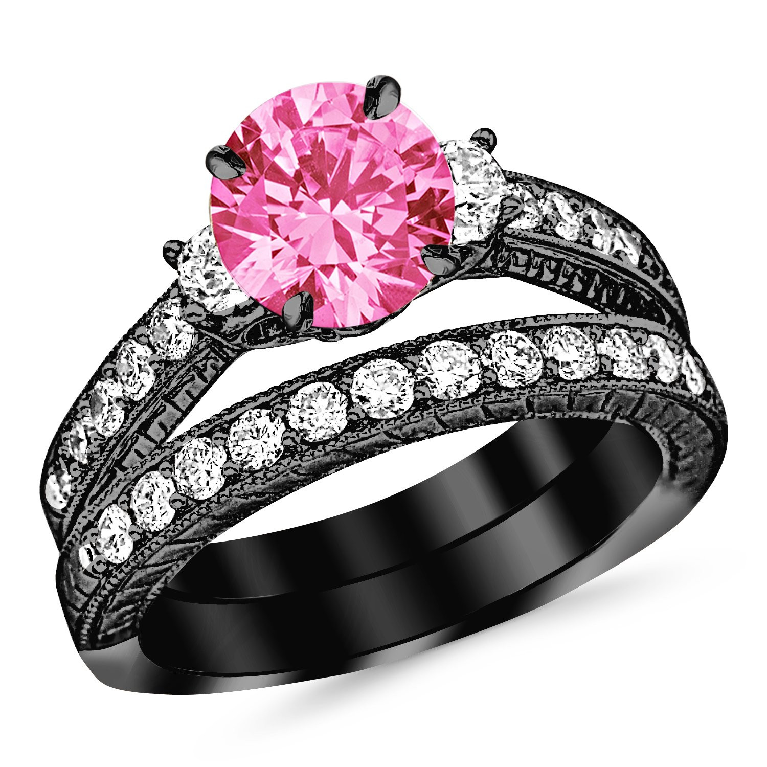 Pink And Black Wedding Ring Sets
 Genuine Pink Sapphire Jewelry – September Birthstone