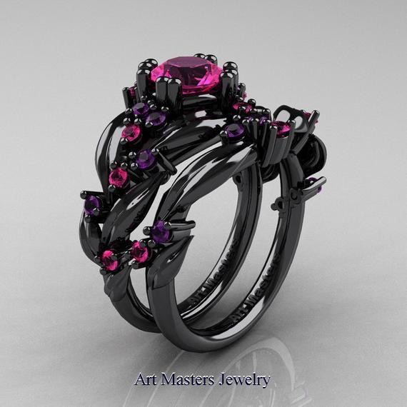 Pink And Black Wedding Ring Sets
 Nature Classic 14K Black Gold 1 0 Ct Pink Sapphire Amethyst