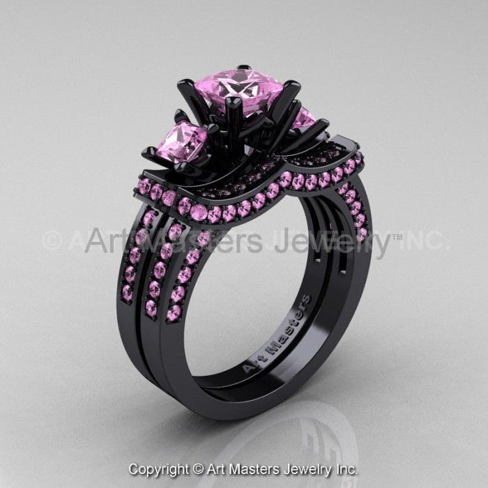 Pink And Black Wedding Ring Sets
 Pink Diamond Wedding Ring Set