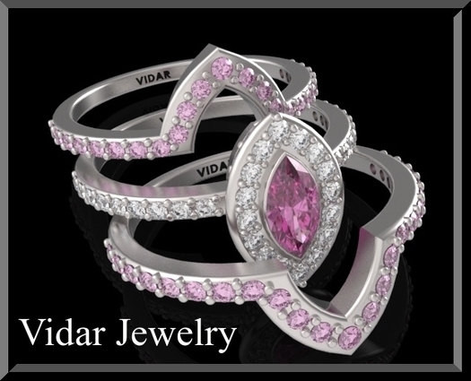 Pink And Black Wedding Ring Sets
 Pink Sapphire And Diamond Wedding Ring Set Engagement Ring