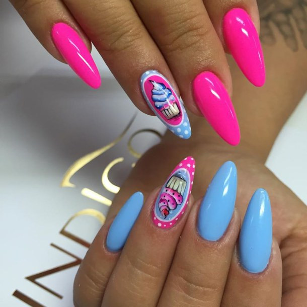 Pink And Blue Nail Designs
 40 Latest Neon Nail Art Designs