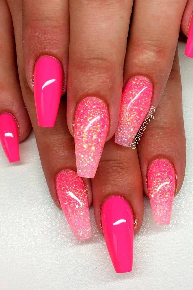 Pink And Glitter Nail Designs
 125 Unavoidable Coffin Nail Designs A List Swear By