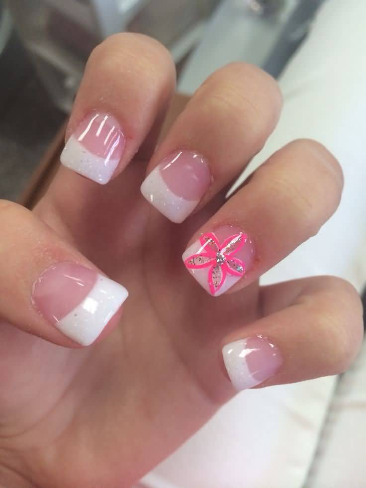 Pink And White Acrylic Nail Designs
 45 Very Cute Flower Nail Art Ideas Collection For Girls