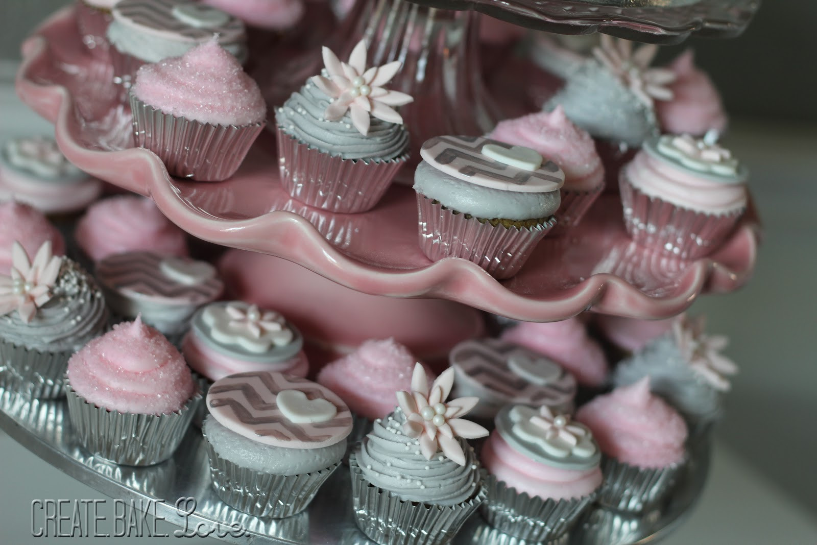Pink Baby Shower Cupcakes
 Create Bake Love Pink and Grey Baby Shower
