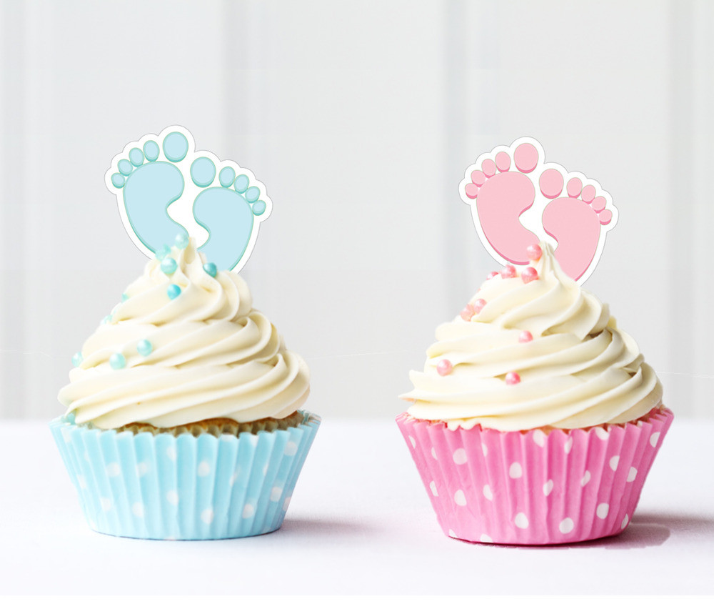 Pink Baby Shower Cupcakes
 400 24x Baby Feet Pink Blue Girl Boy Edible Cupcake Cake
