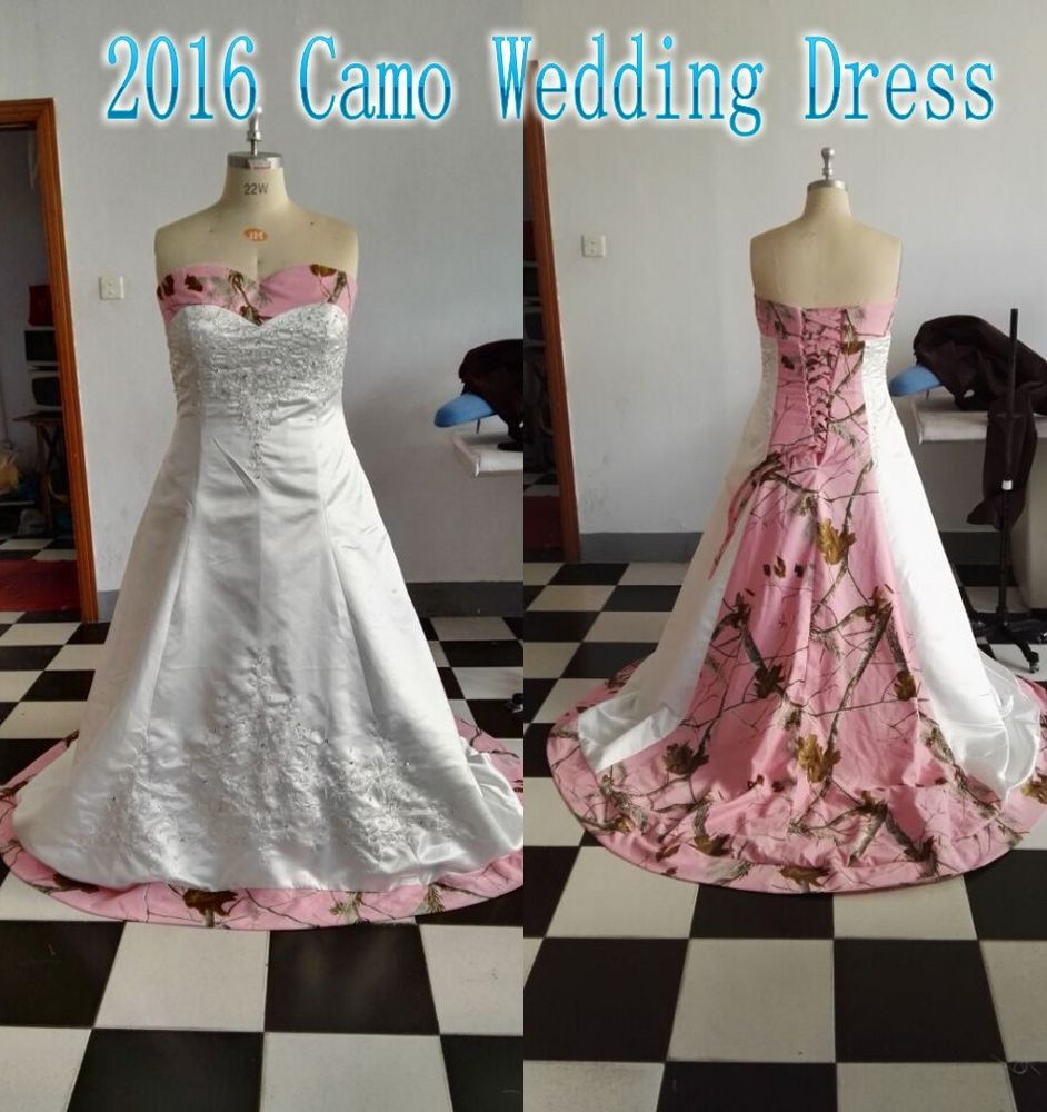 Pink Camo Wedding Dresses
 Plus Size Pink Tree Camo Wedding Dress 2017 Camouflage