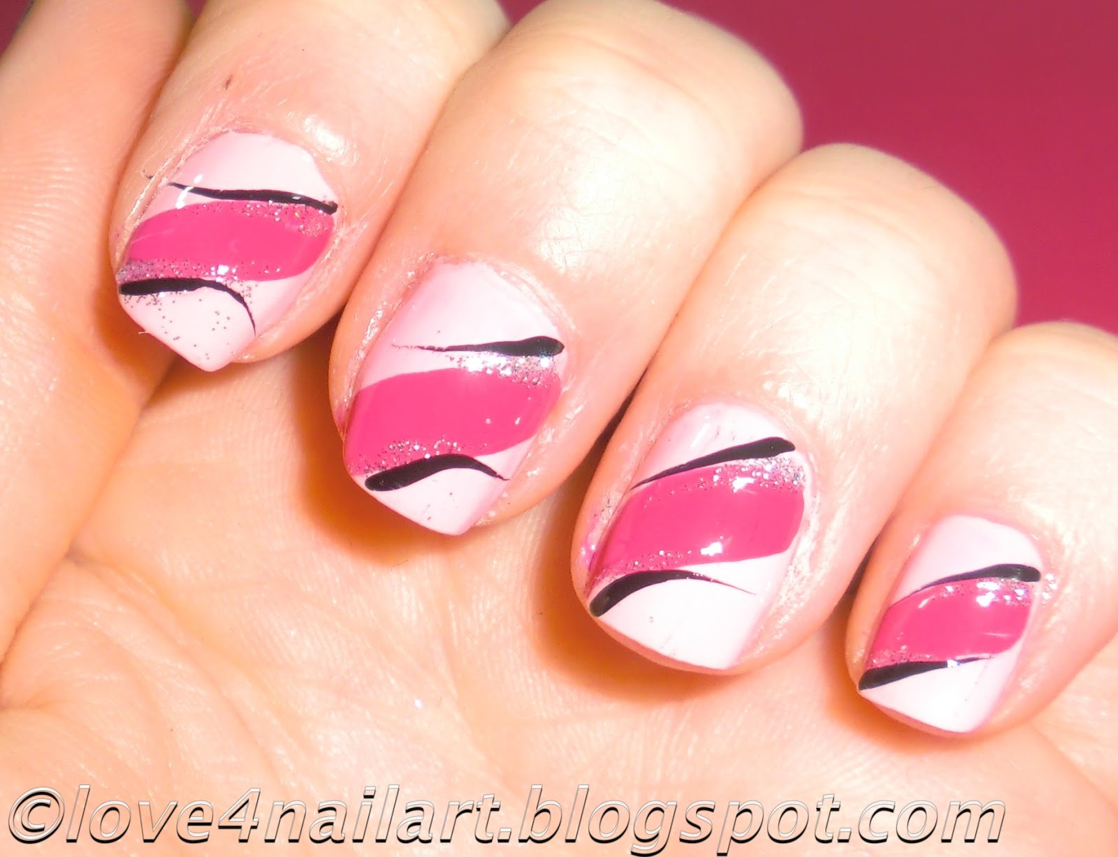 Pink Nail Designs For Short Nails
 Love4NailArt EASY Pink Nail Art Design 4 Short Nails