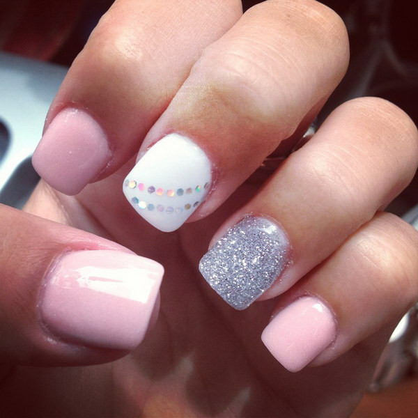 Pink Nail Designs For Short Nails
 50 Lovely Pink and White Nail Art Designs