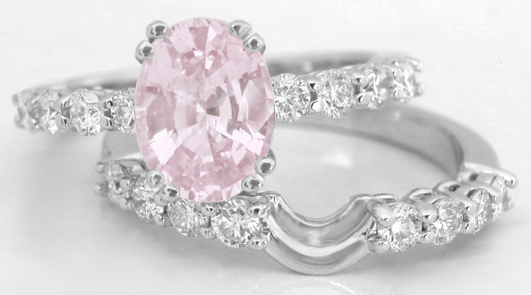 Pink Sapphire Wedding Bands
 Natural Light Pink Sapphire Engagement Ring in 14k White