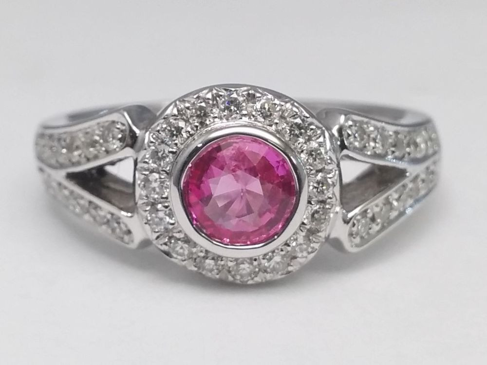 Pink Sapphire Wedding Bands
 Vintage Style Split Band Pink Sapphire Engagement Ring