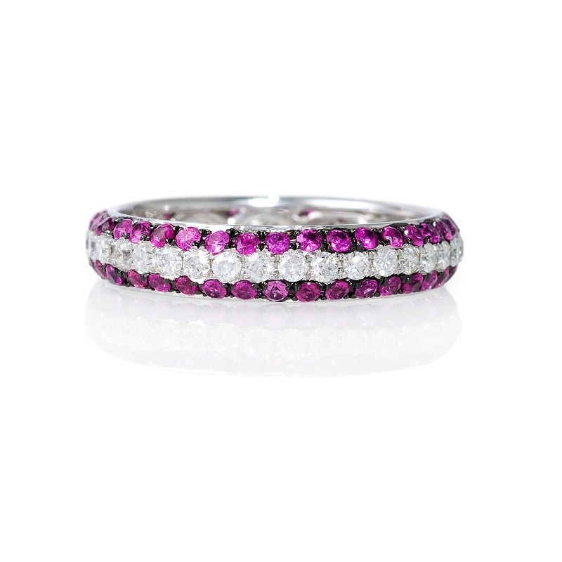 Pink Sapphire Wedding Bands
 56ct Diamond and Pink Sapphire 18k White Gold Eternity