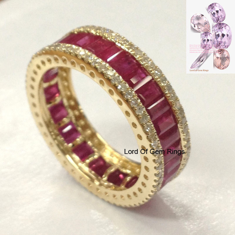 Pink Sapphire Wedding Bands
 Pink Sapphire Wedding Band Engagement Ring 14K Yellow Gold