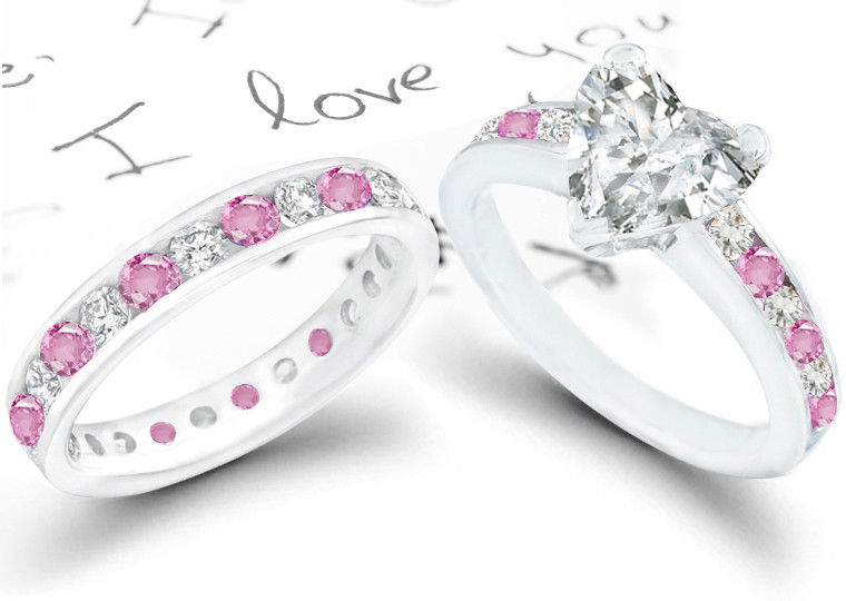 Pink Sapphire Wedding Bands
 Affordable Pink Sapphire & Diamond Eternity Band
