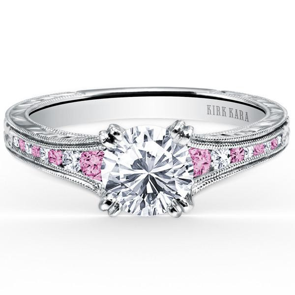 Pink Sapphire Wedding Bands
 Kirk Kara "Stella" Pink Sapphire & Diamond Channel Set
