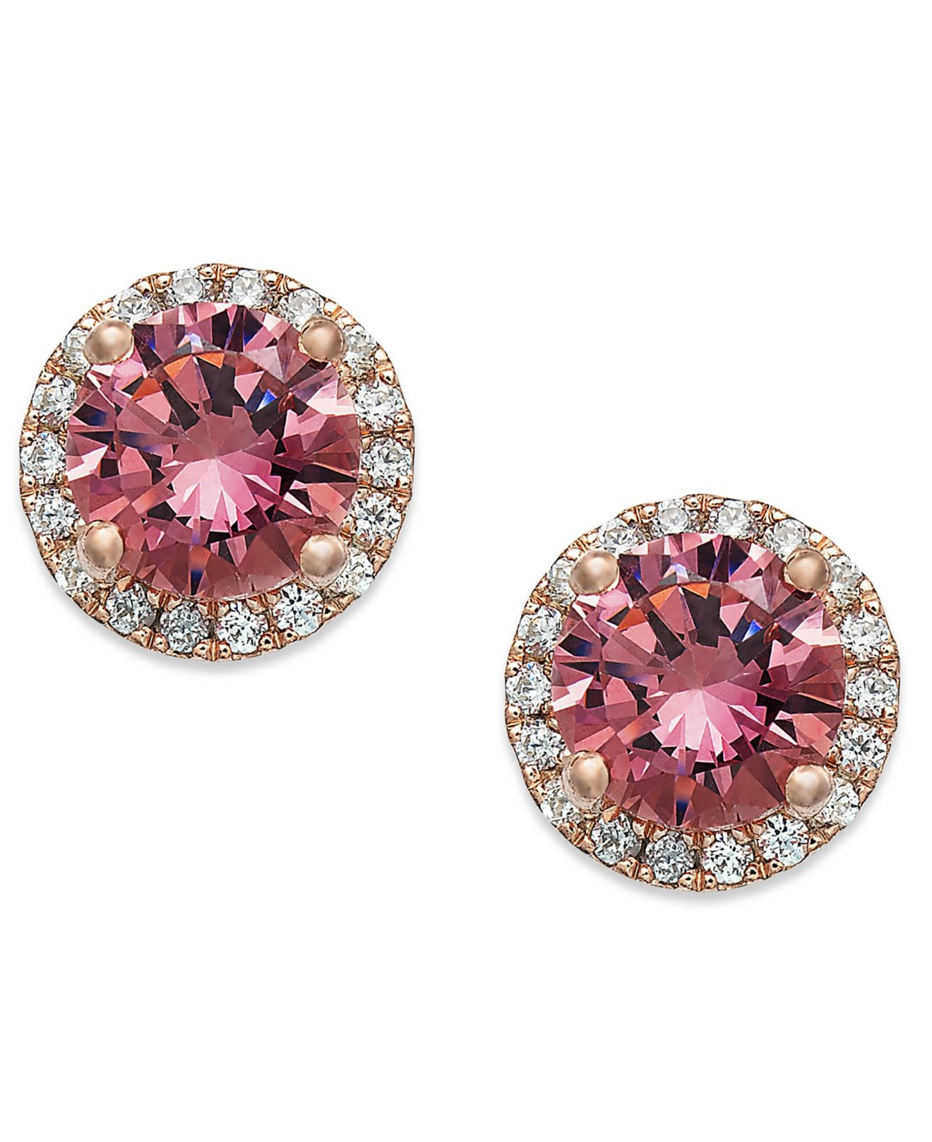 Pink Stud Earrings
 Lyst Macy S 14k Rose Gold Over Sterling Silver Earrings