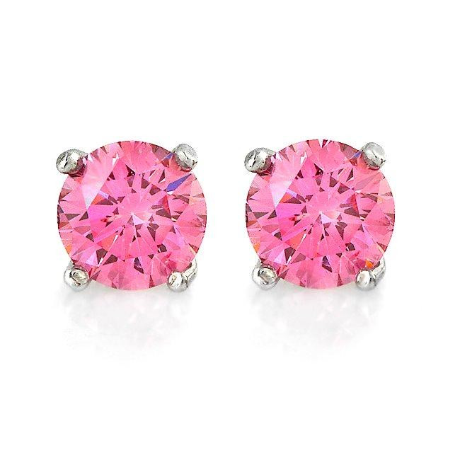 Pink Stud Earrings
 14k White Gold 3 4ct TDW Hot Pink Diamond Stud Earrings