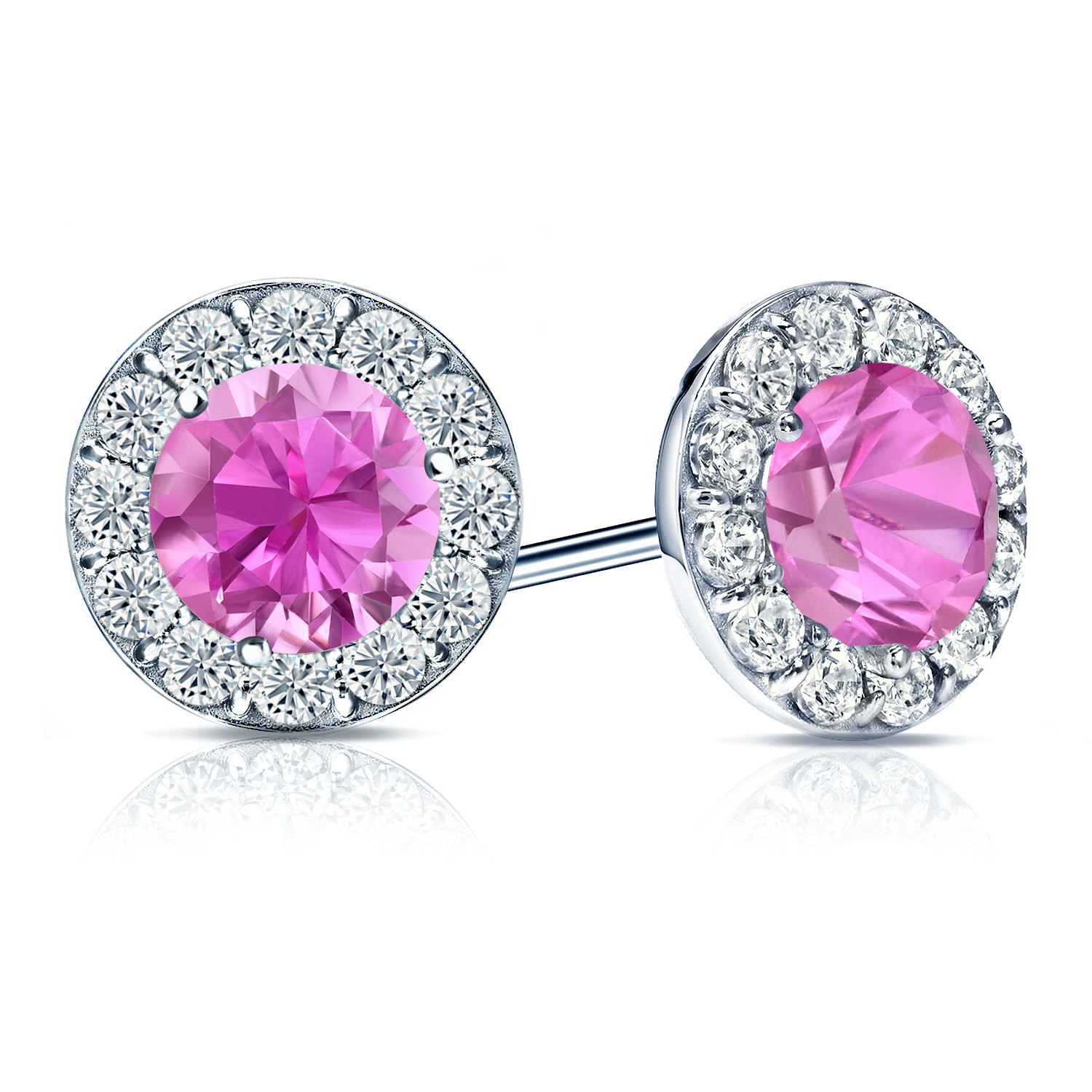 Pink Stud Earrings
 Certified 0 50 cttw Round Pink Sapphire Gemstone Stud