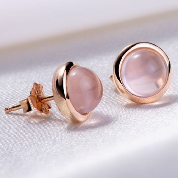 Pink Stud Earrings
 New Rose Gold Plated Earrings Jewelry Women Pink Crystal
