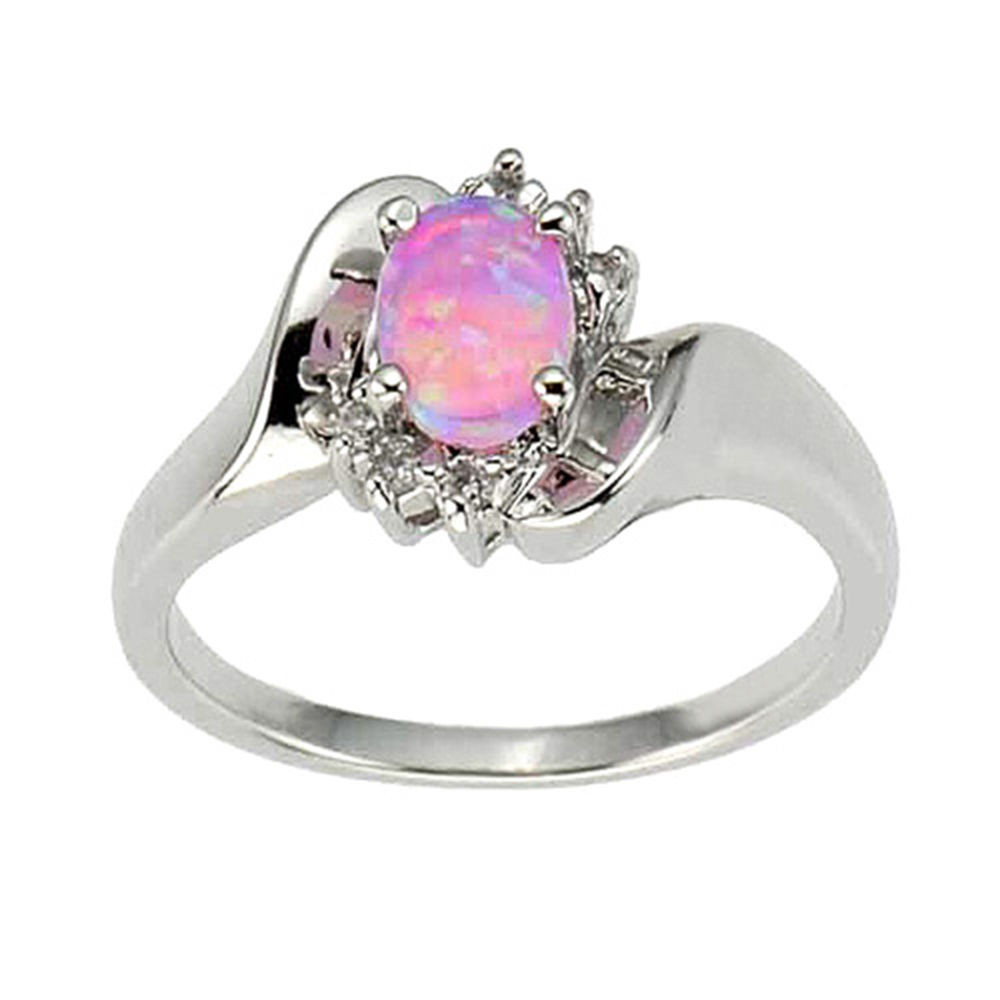 Pink Wedding Rings
 925 Sterling Silver Synthetic Pink Opal Women s Engagement