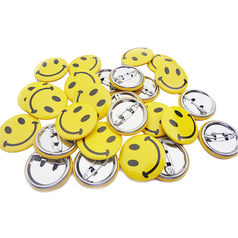 Pins Button
 Magik 50 pcs Classic Mini Metal Smiley Smile Face Pinback