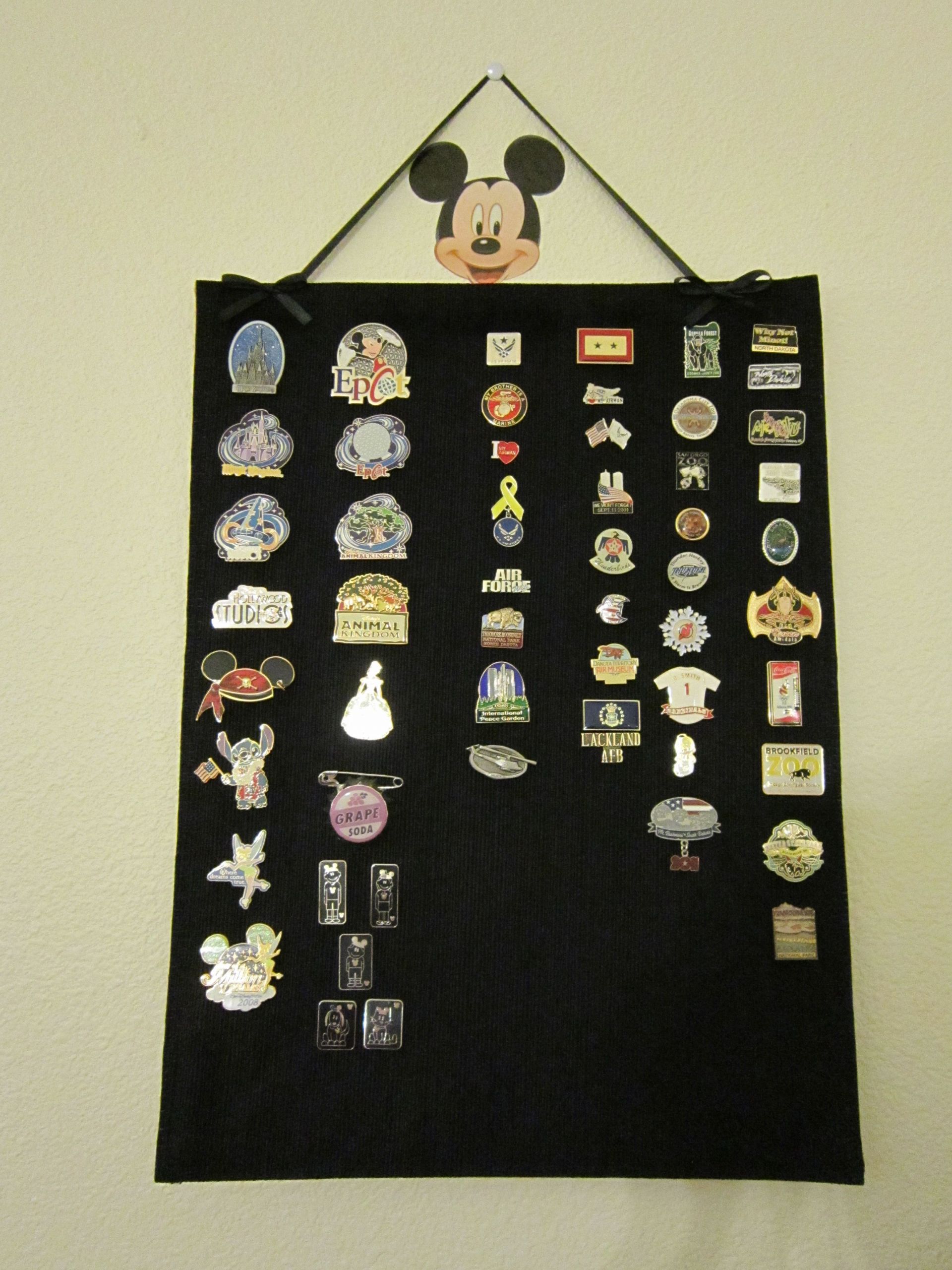 Pins Display
 How I display my pin collection It s a black placemat