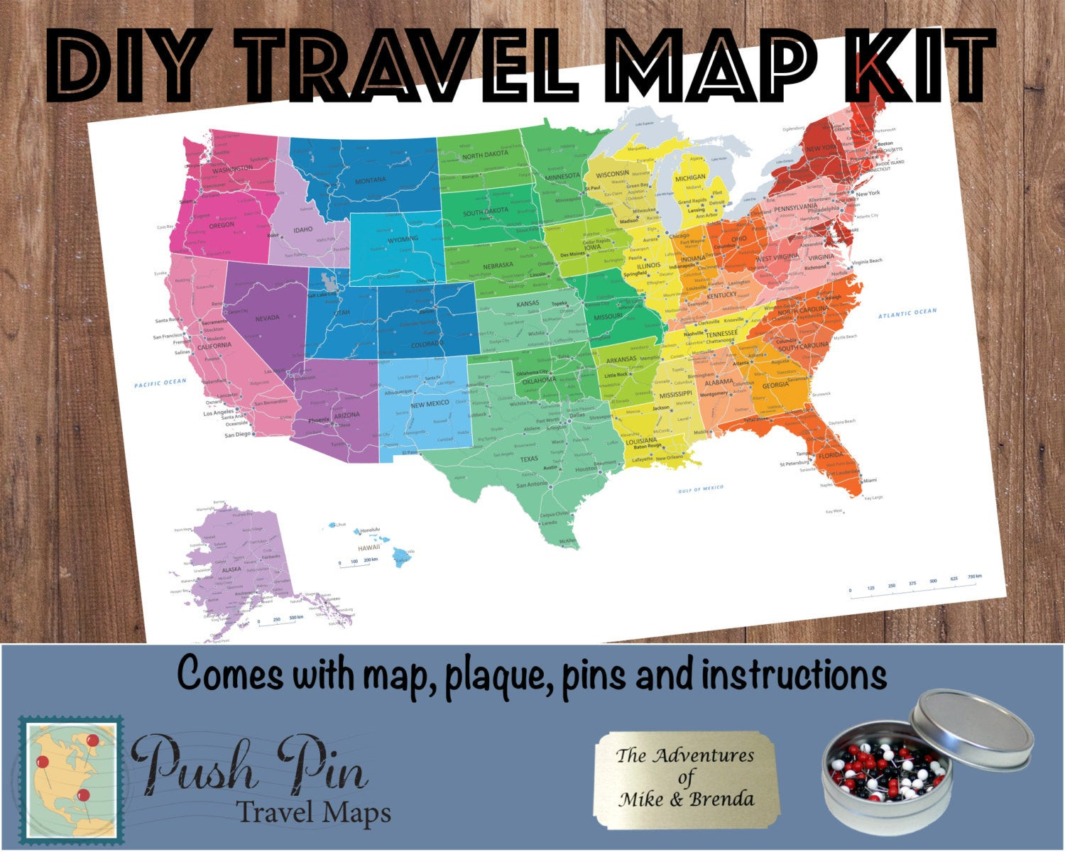 Pins Map
 DIY Colorful US Push Pin Travel Map Kit with 100 Pins