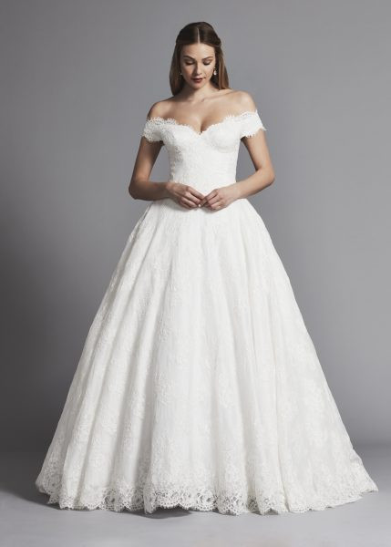 Pnina Tornai Ball Gown Wedding Dress
 f The Shoulder Lace Ball Gown Wedding Dress