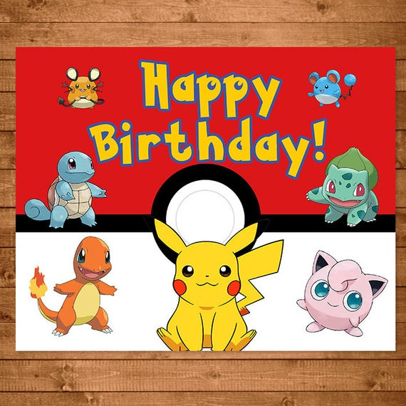 Pokemon Birthday Decorations
 Pokemon Birthday Sign Red White Pokemon Happy Birthday