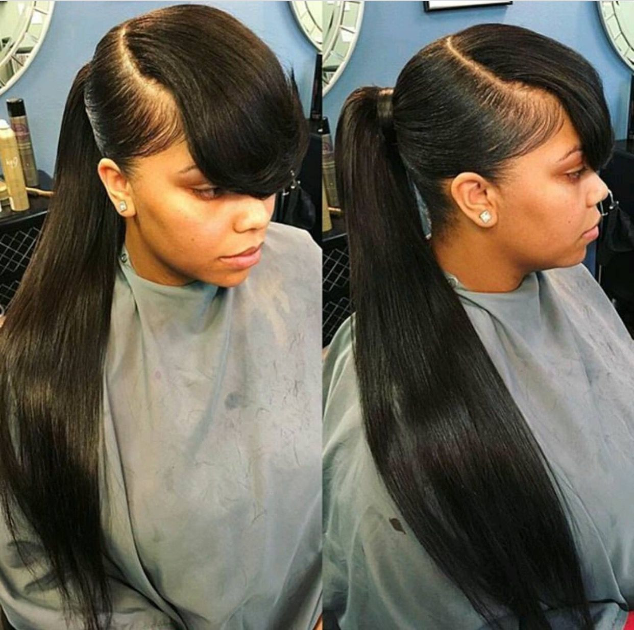 Ponytail Hairstyles For Black Hair
 "TheExtraMile " long pony and bangs