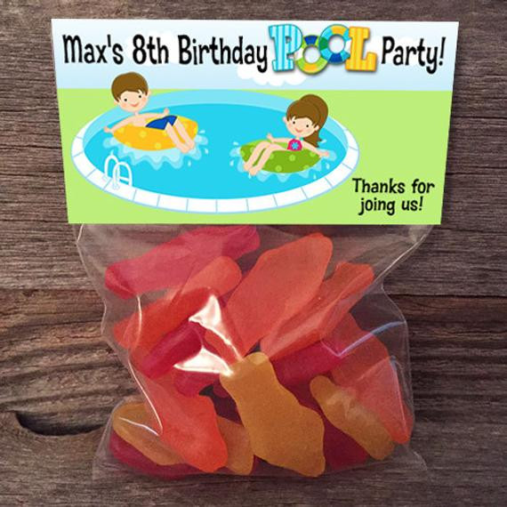 Pool Party Goody Bag Ideas
 20 30 40 50 Birthday Pool Party Swimming Treat Bags Stickers