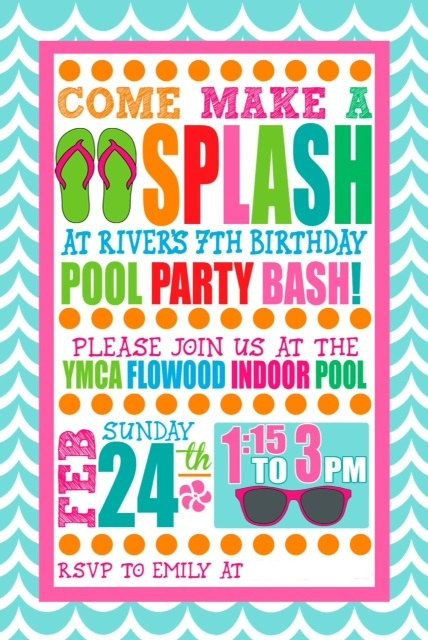 Pool Party Invitation Wording Ideas
 Custom Girl Swim Party Invitation Dorsey