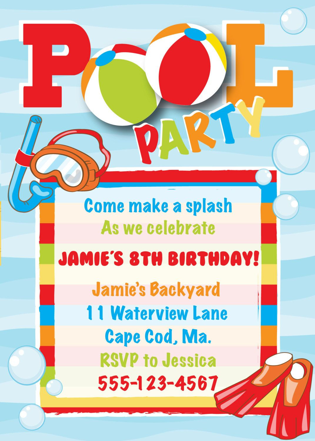 Pool Party Invitation Wording Ideas
 Pool Party Birthday Invitation Boy