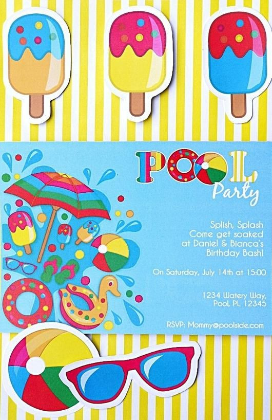 Pool Party Invitation Wording Ideas
 Pool Party Birthday Printable Invitations