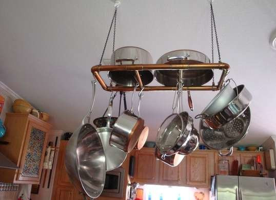 Pot Organizer DIY
 DIY Hanging Pot Rack Kitchen Storage Ideas for Pots