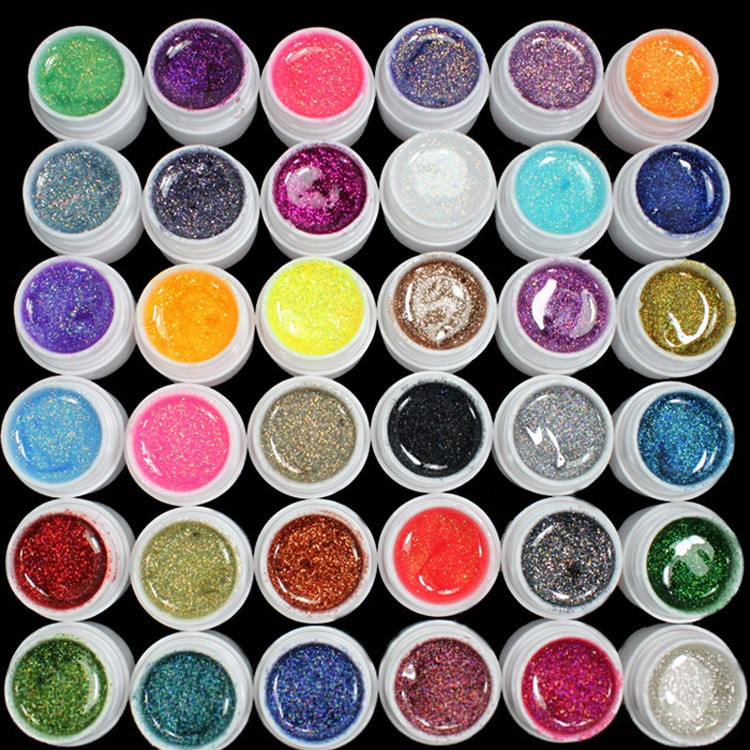 Powder Gel Nail Colors
 36 Colors Glitter Acrylic Powder Shiny UV Gel Nail Polish