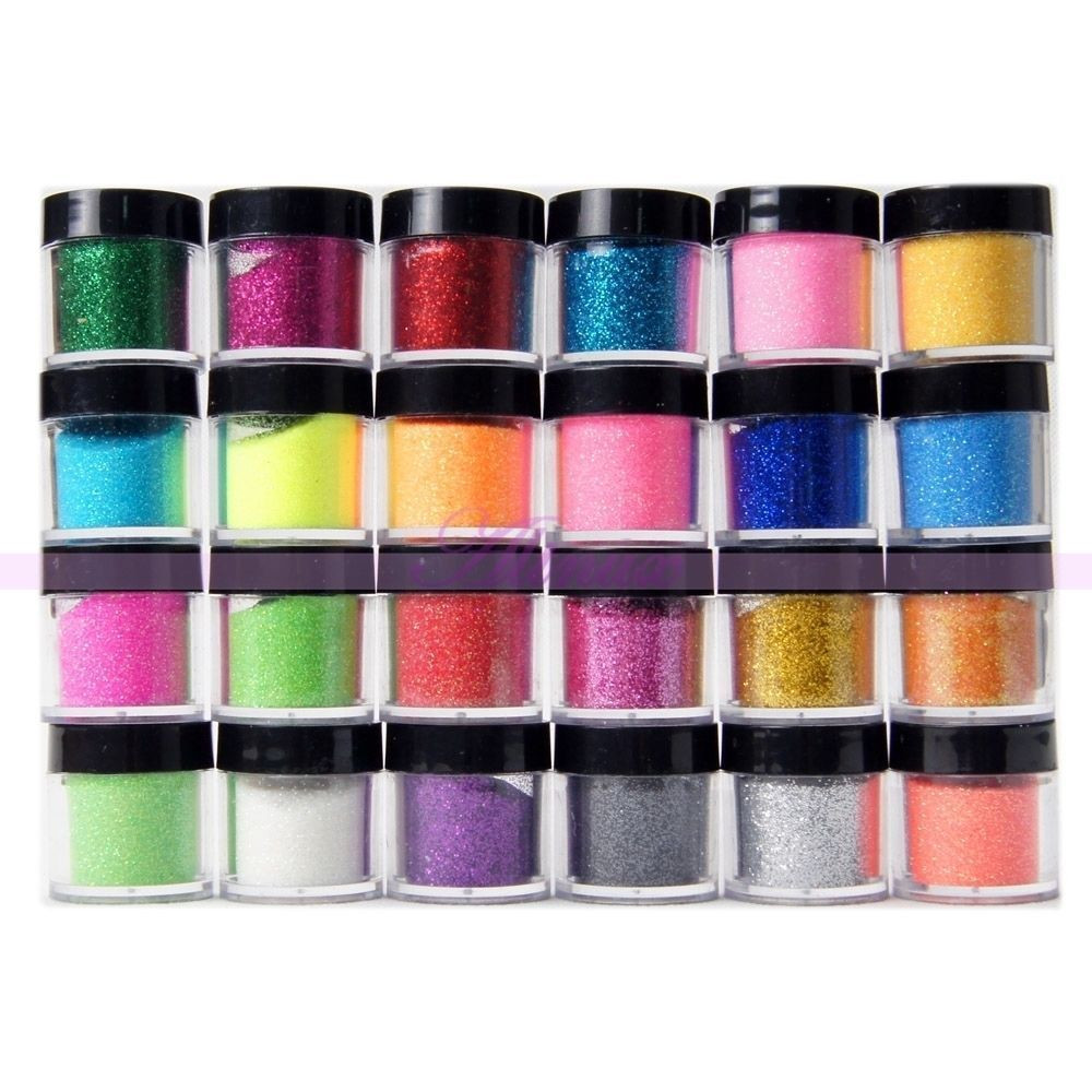 Powder Nail Colors
 24 Colors 10ml Jar Nail Art Shiny Powder Dust Polish