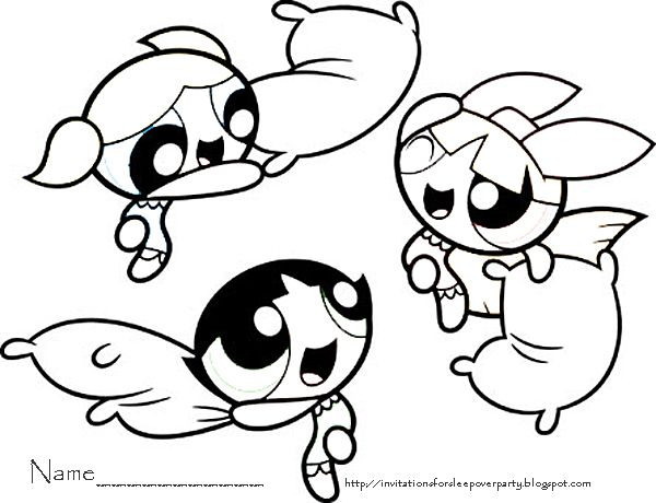 Power Puff Girls Coloring Pages
 Coloring page featuring the Power Puff Girls having a