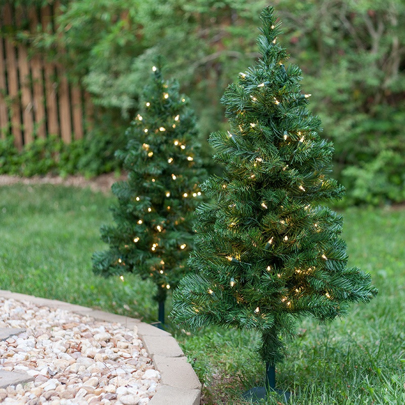 Pre Lit Outdoor Christmas Trees
 Outdoor Decorations 2 Walkway Pre Lit Winchester Fir